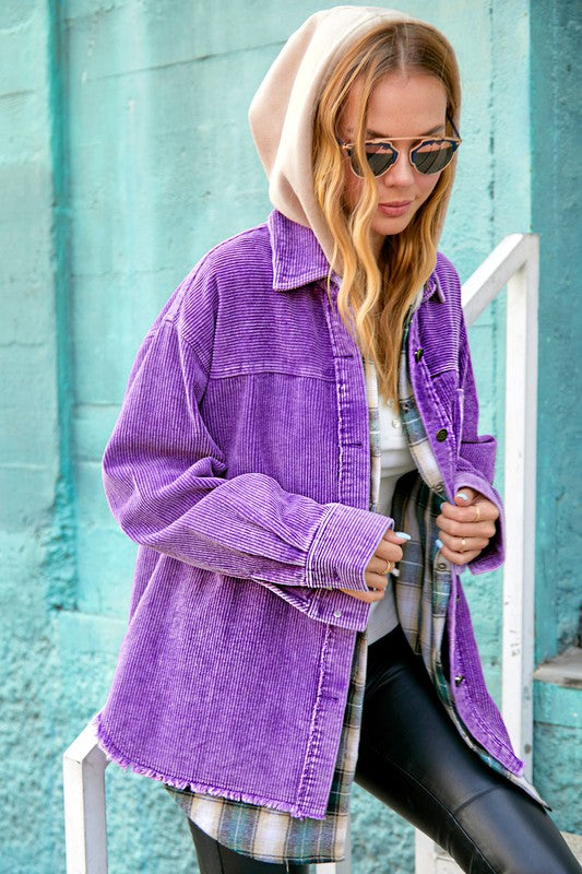 Daisy Oversized Corduroy Button-Up Jacket