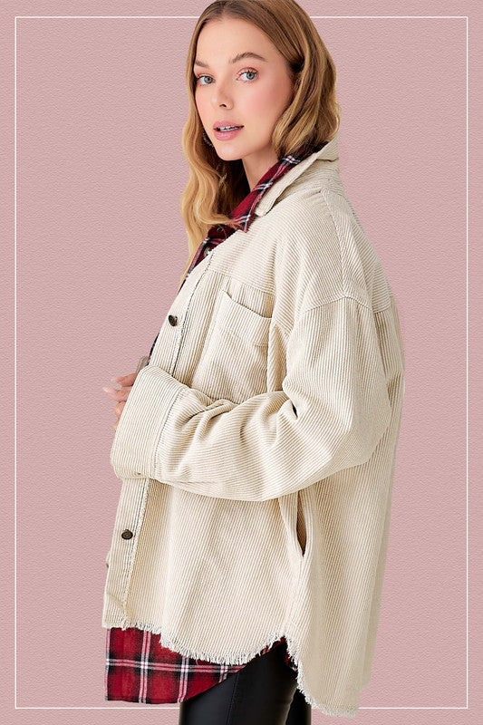 Daisy Oversized Corduroy Button-Up Jacket