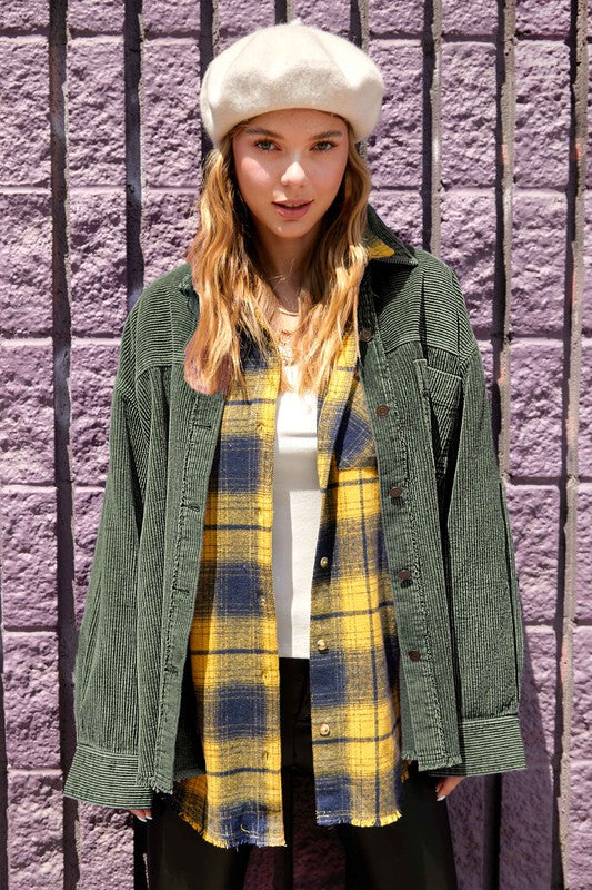 Daisy Oversized Corduroy Button-Up Jacket