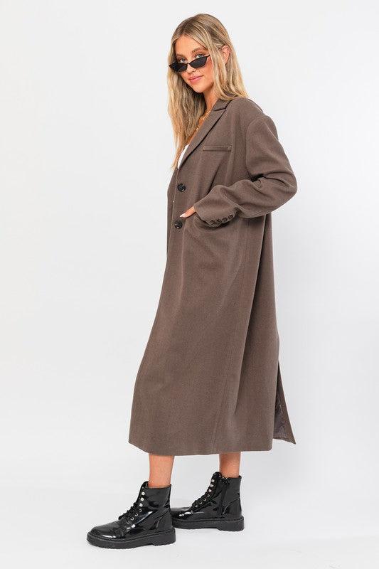 Straight Blazer Long Coat - Azoroh