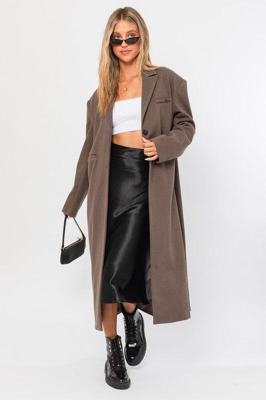 Straight Blazer Long Coat - Azoroh