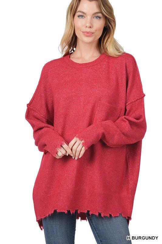 Distressed Melange Oversized Sweater - Azoroh