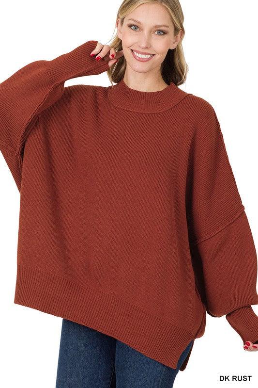 Side Slit Oversized Sweater - Azoroh