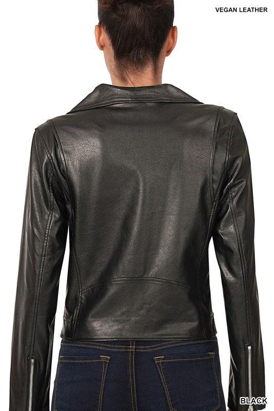 Vegan Leather Moto Jacket - Azoroh
