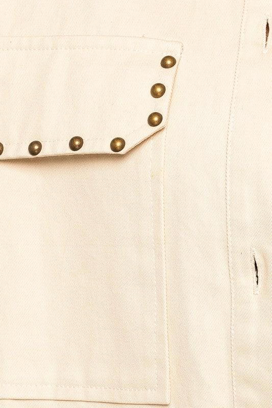 Stud Detail Shirt Jacket - Azoroh