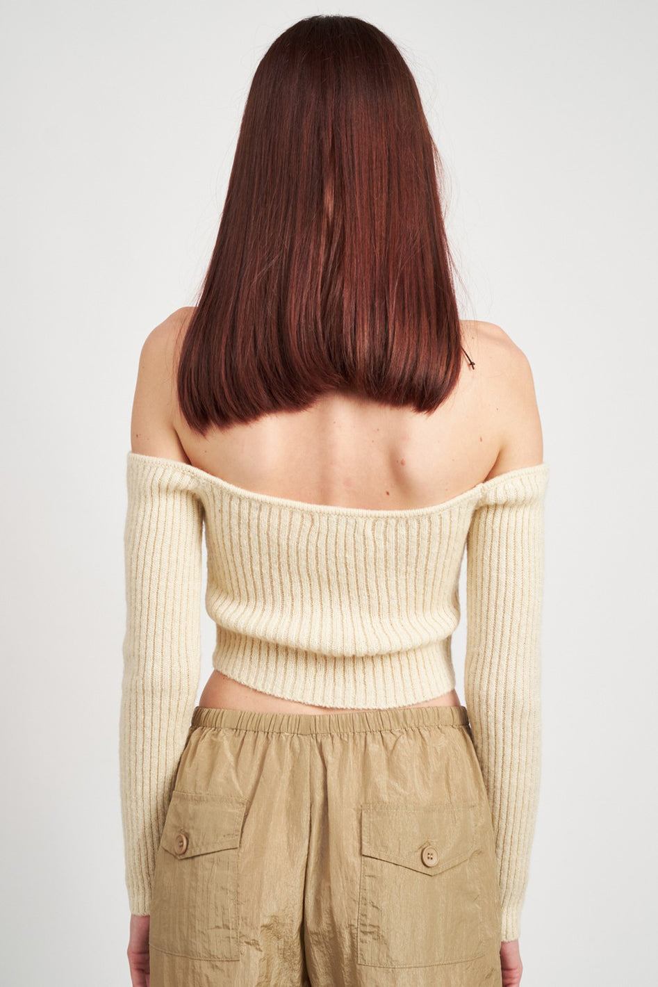 OFF THE SHOULDER CROPPED KNIT TOP - Azoroh
