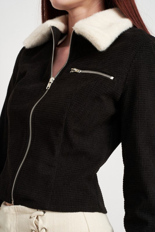 Aspen Statement Contrast Crop Jacket