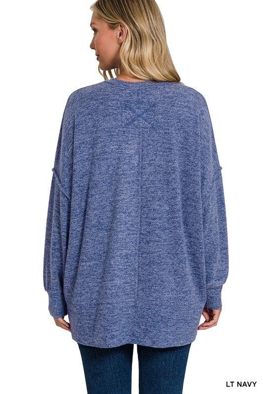 Brushed Melange Hacci oversized sweater - Azoroh