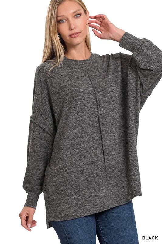 Brushed Melange Hacci oversized sweater - Azoroh
