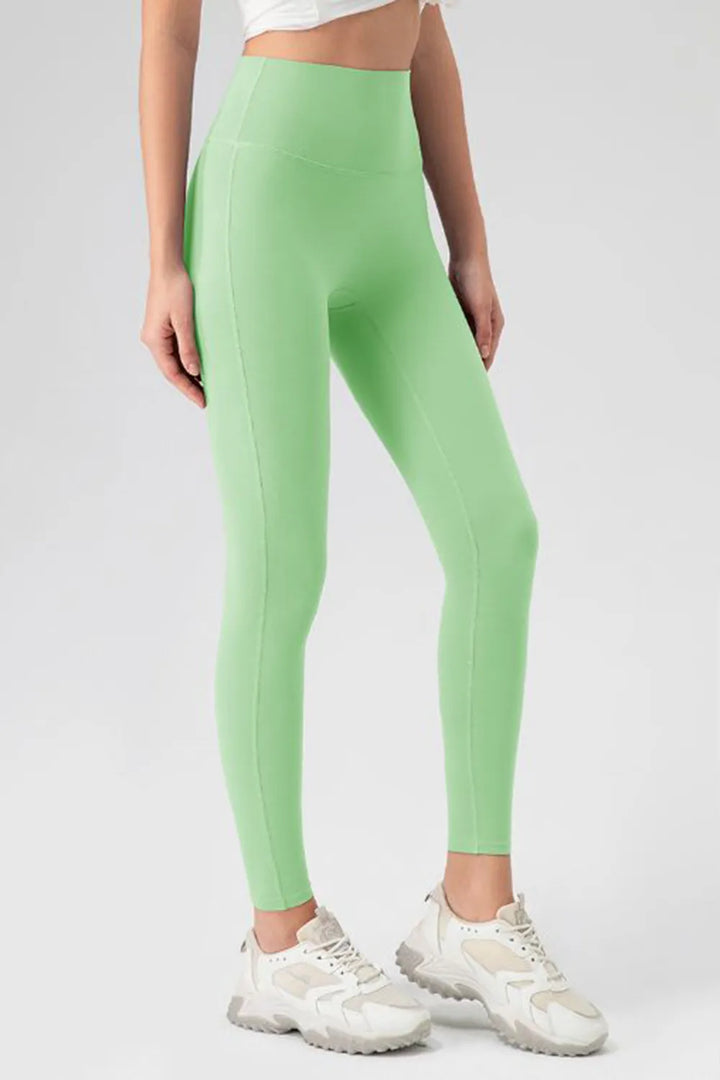 High-waisted skinny active leggings with wide waistband