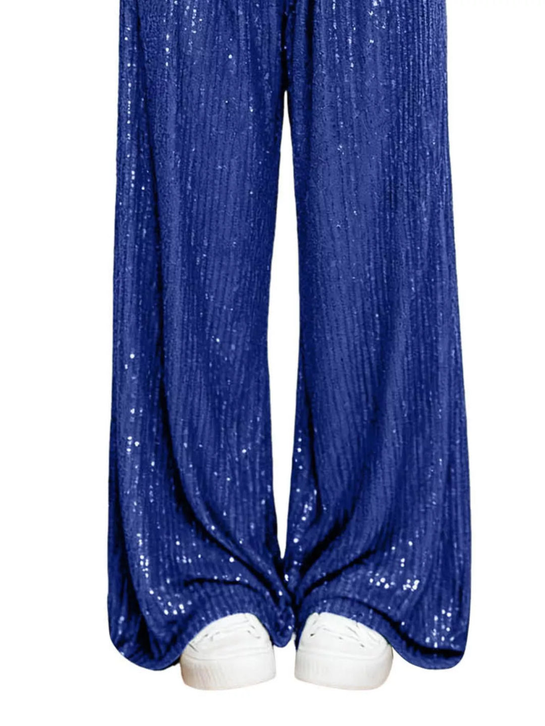 All-over sequin wide-leg pants with elastic waist