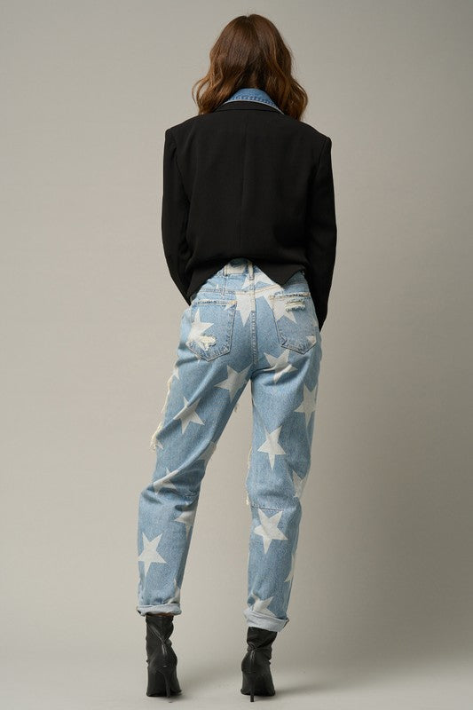 Celestial Goddess Distressed High Rise Slouch Jeans