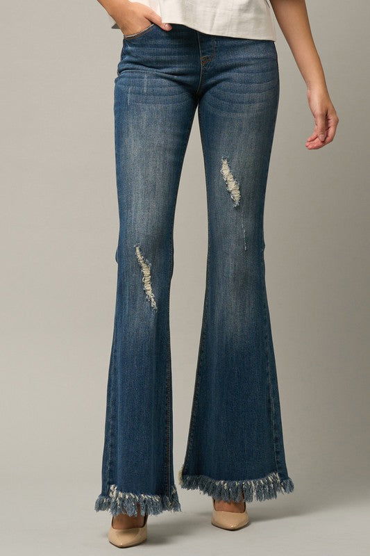 Breezy Comfort Flare Jeans With Elastic Waistband