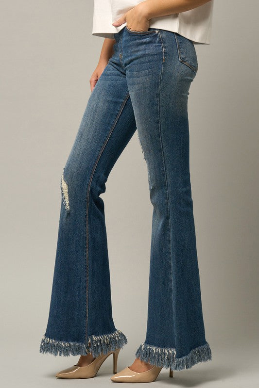 Breezy Comfort Flare Jeans With Elastic Waistband