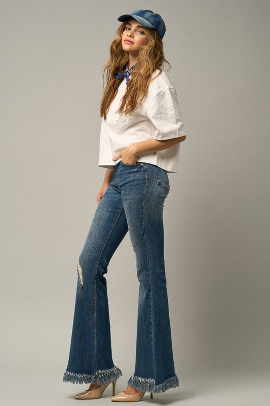 Breezy Comfort Flare Jeans With Elastic Waistband