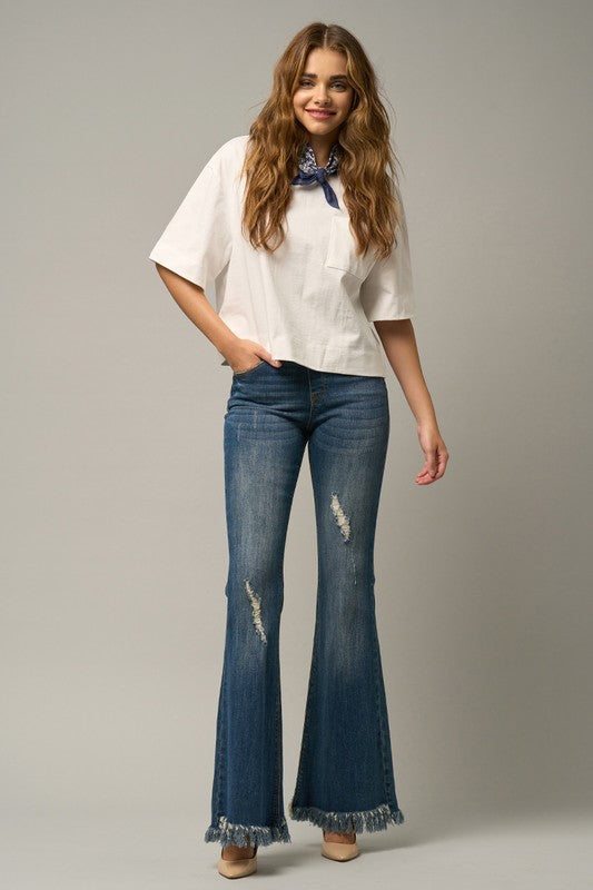 Breezy Comfort Flare Jeans With Elastic Waistband