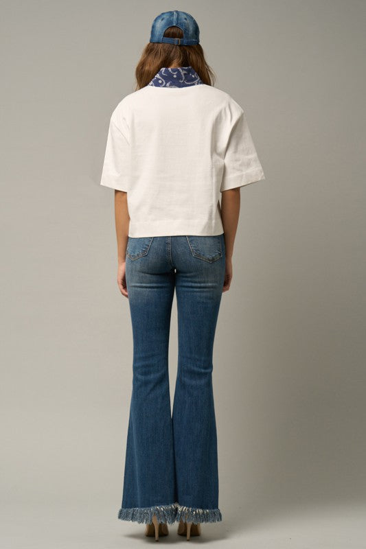 Breezy Comfort Flare Jeans With Elastic Waistband