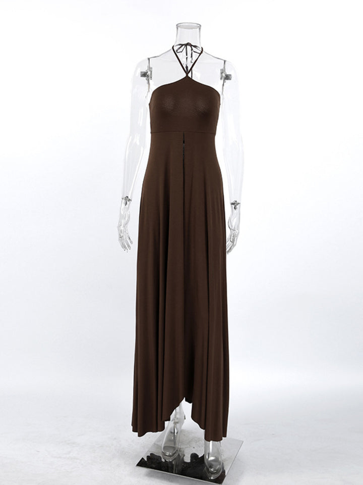 Halter neck longline cami with high front slit