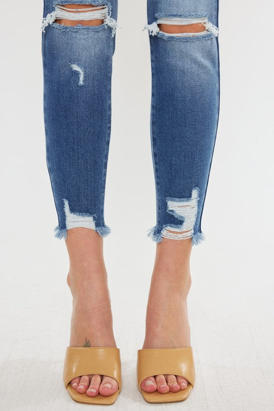 Charisma High Rise Fray Hem Ankle Skinny Jeans