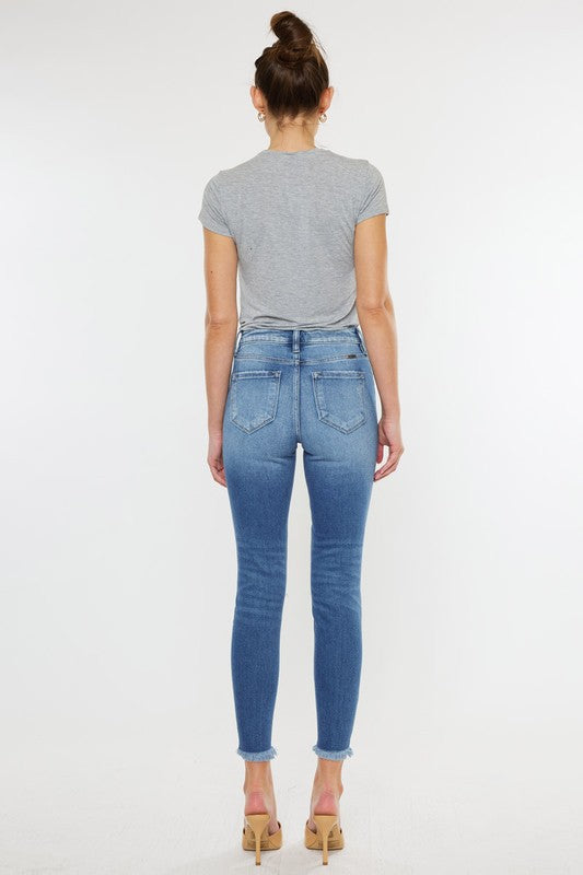 Charisma High Rise Fray Hem Ankle Skinny Jeans