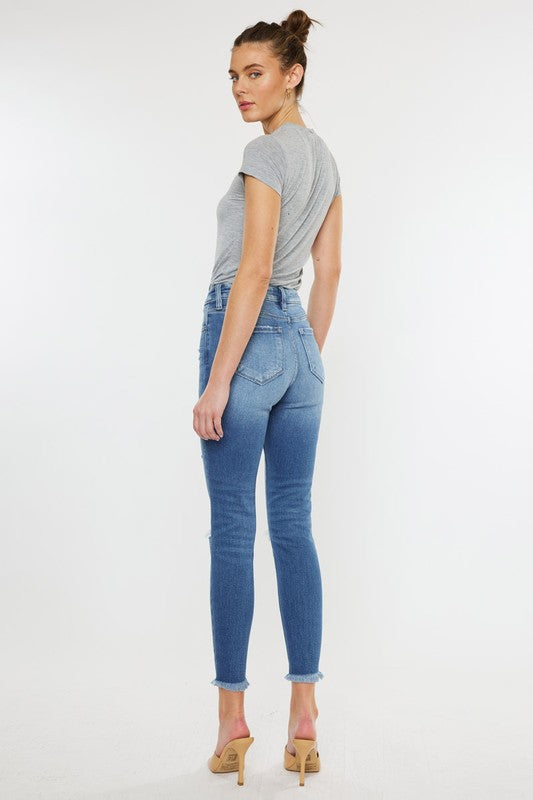 Charisma High Rise Fray Hem Ankle Skinny Jeans
