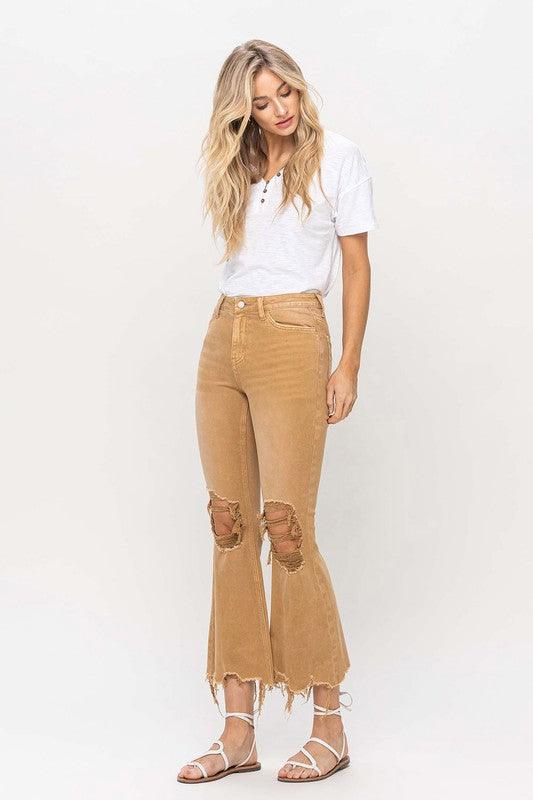 Vintage High Rise Distressed Flare Jeans - Azoroh