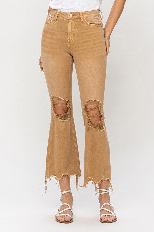 Vintage High Rise Distressed Flare Jeans - Azoroh