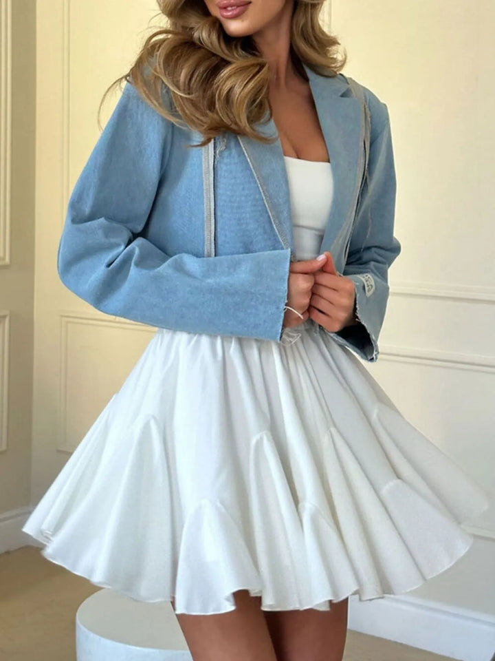 Ruffled hem flare mini skirt with elastic waist
