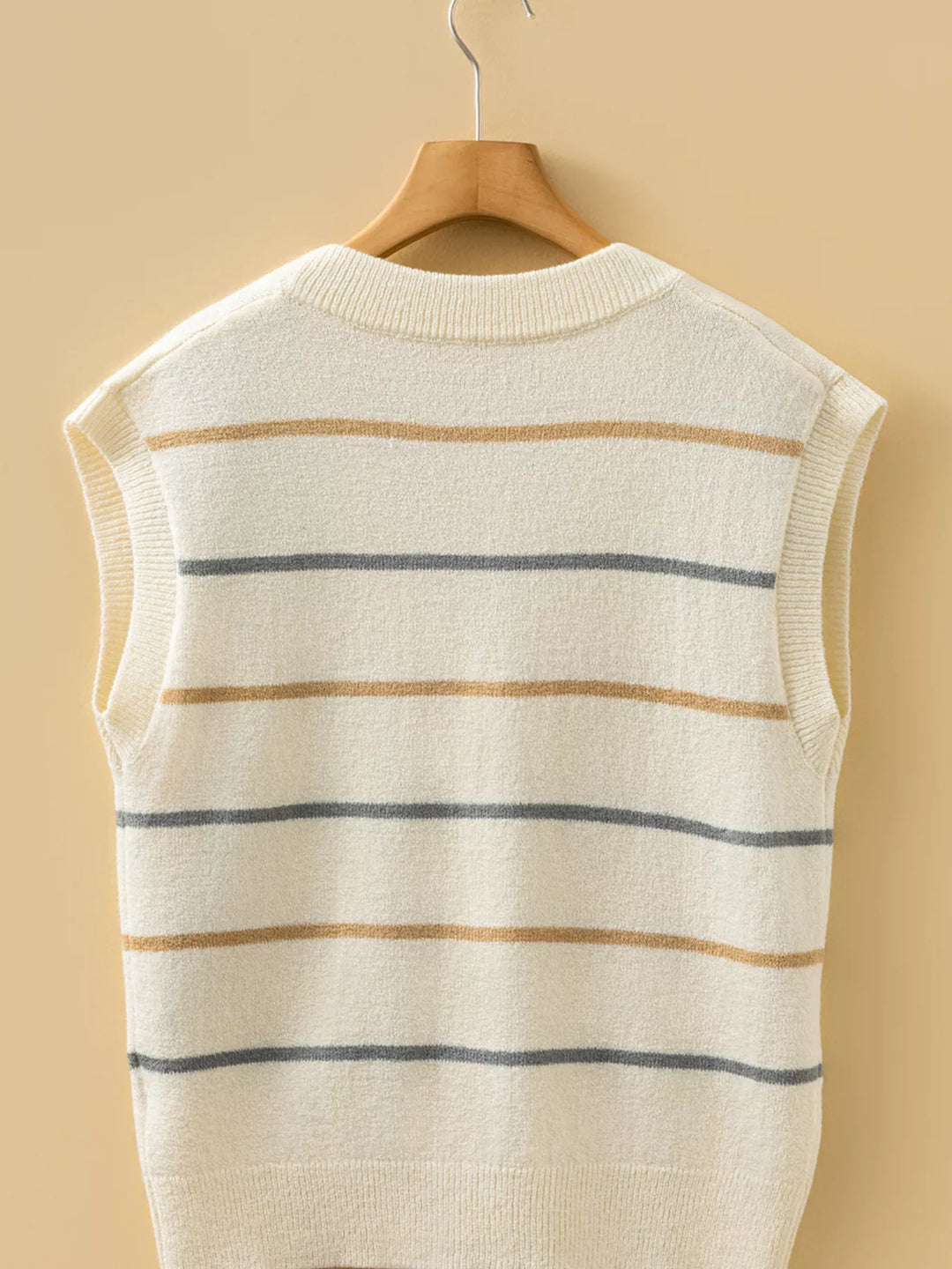 Striped V-neck button-front knit sweater vest