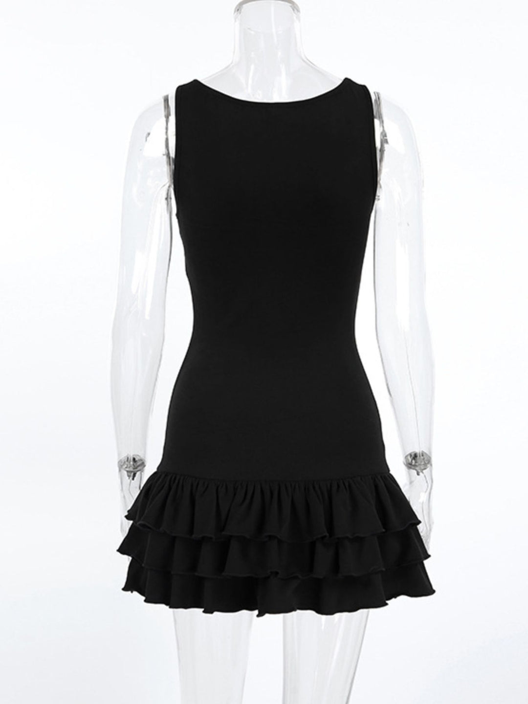 Ruffled tiered hem scoop neck tank top