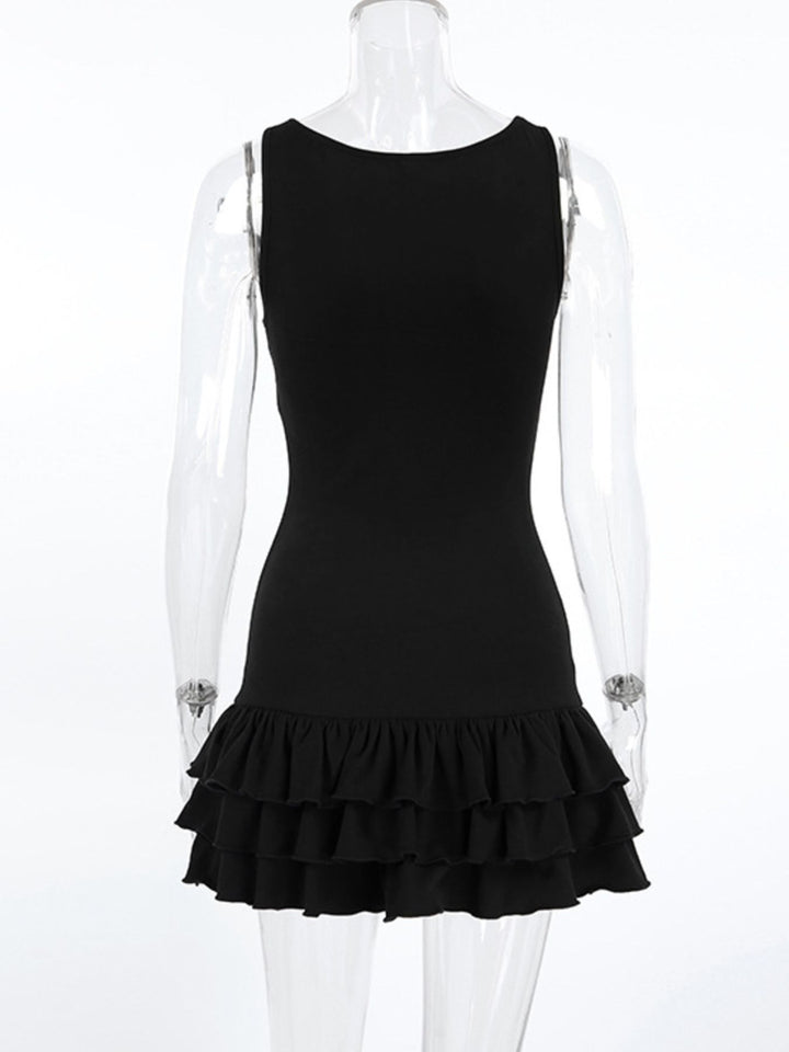 Ruffled tiered hem scoop neck tank top