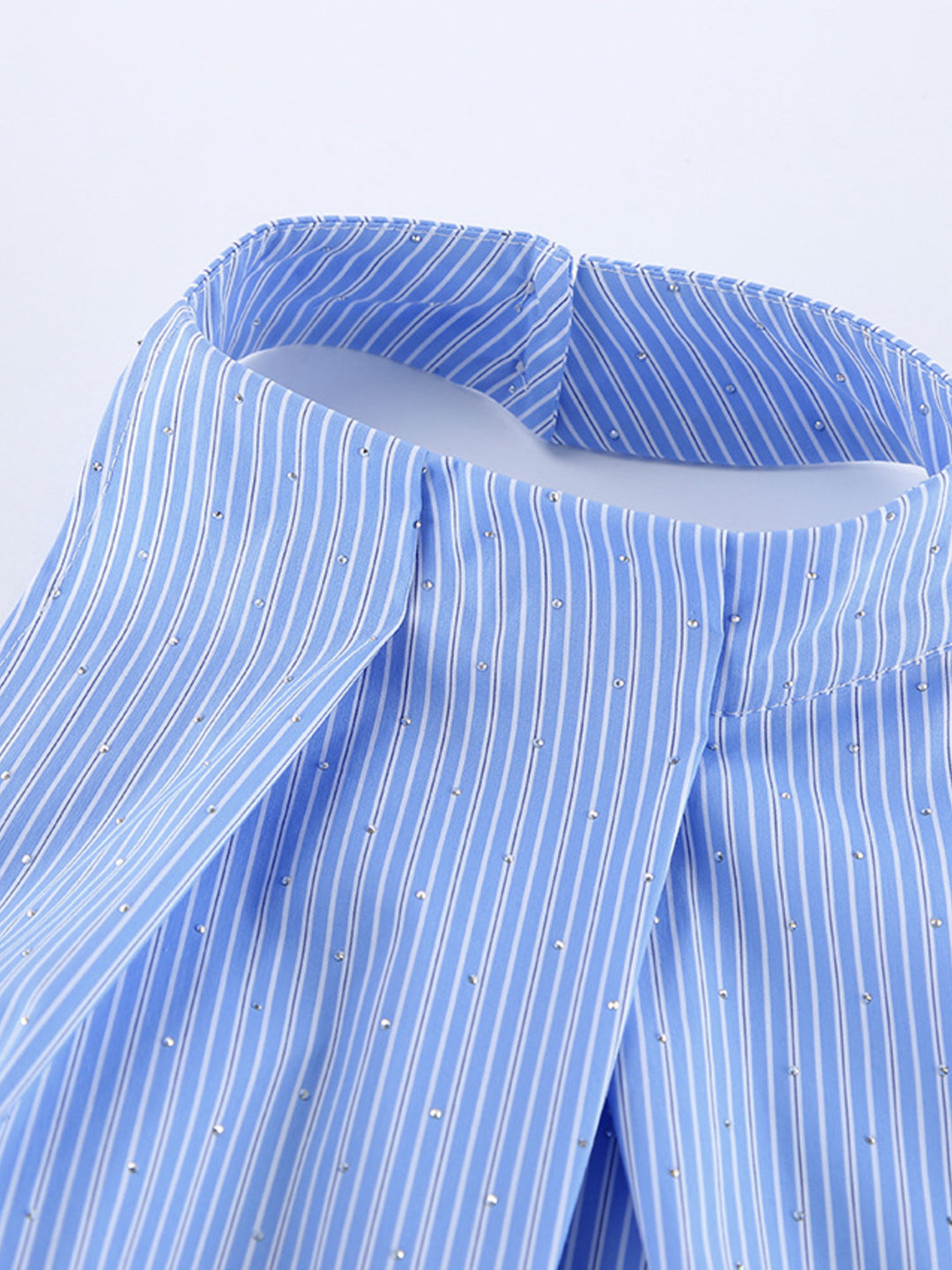 Striped halter crop top with backless tie