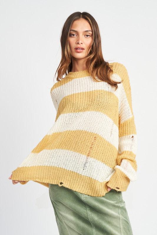 DISTRESSED KNIT TOP - Azoroh