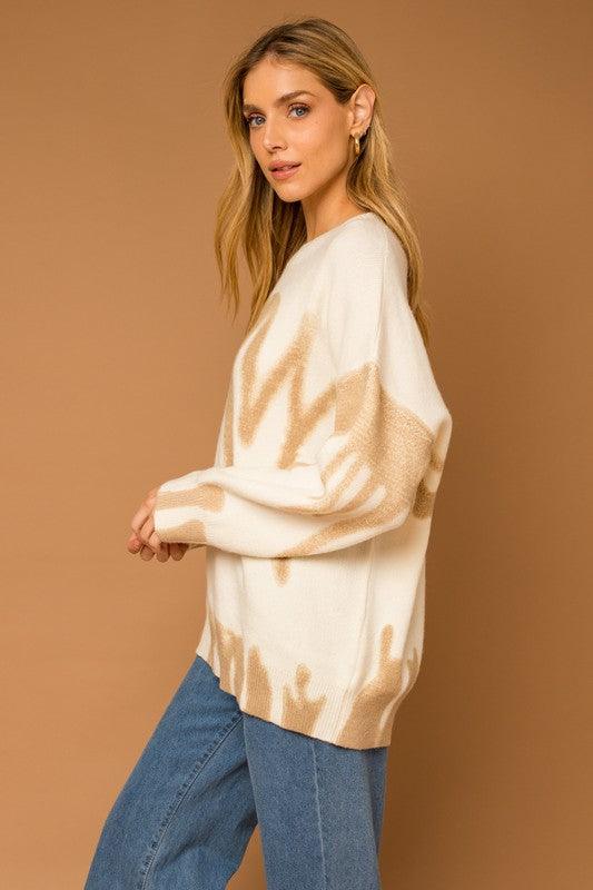 Long Sleeve Spray Print Sweater - Azoroh