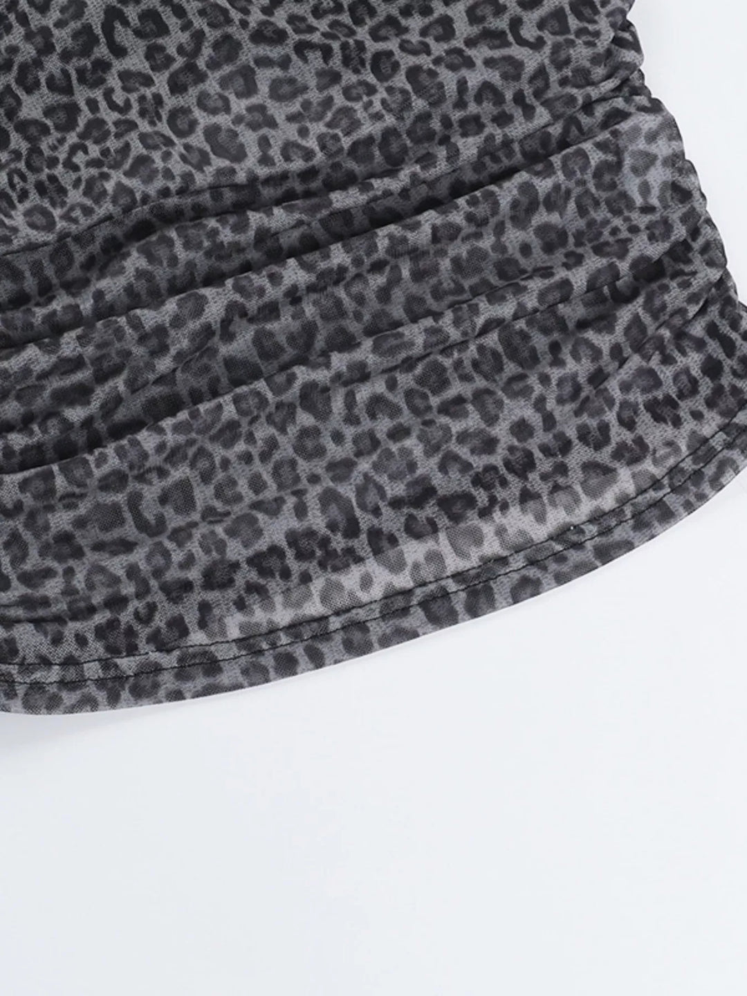 Sheer leopard print mesh cami with ruched sides