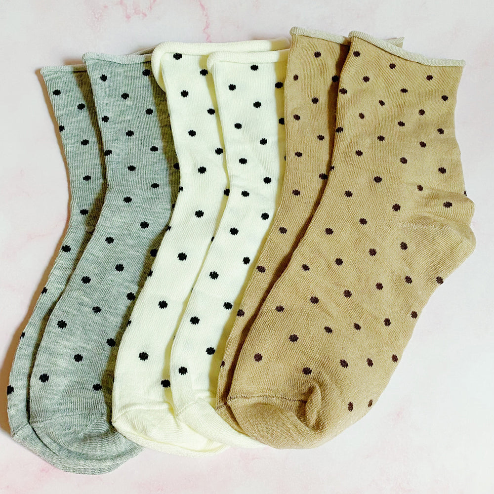 Precious Polka Dot Socks Set Of 3 Pairs - Azoroh