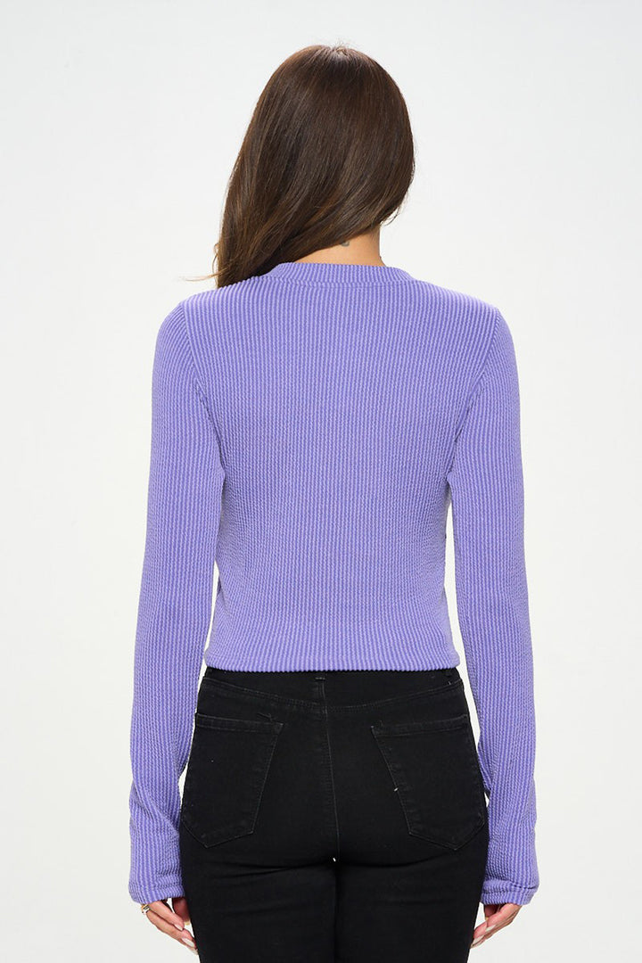 Made in USA Ribbed Round neck Long Sleeve Crop Top