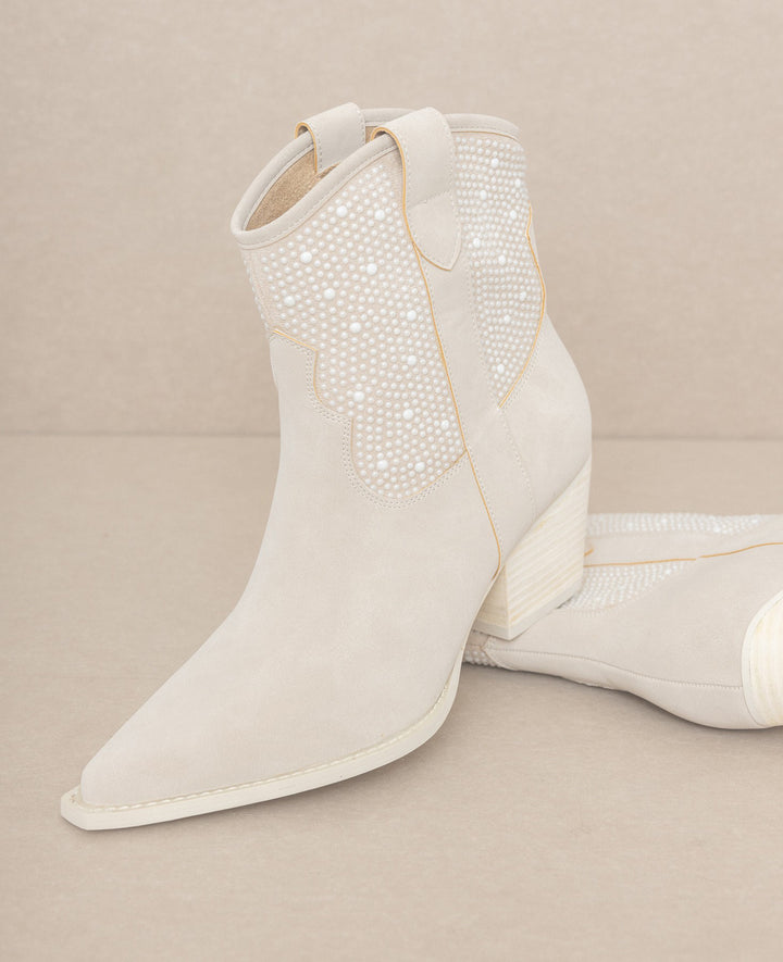 OASIS SOCIETY Cannes - Pearl Studded Western Boots - Azoroh