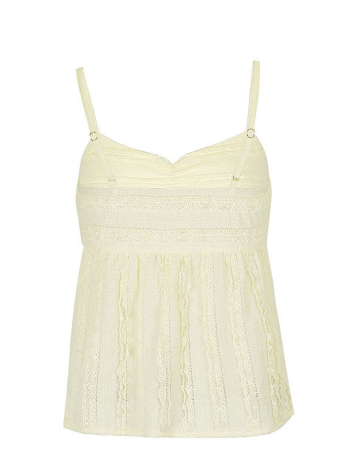 Textured ruched sweetheart neck babydoll cami