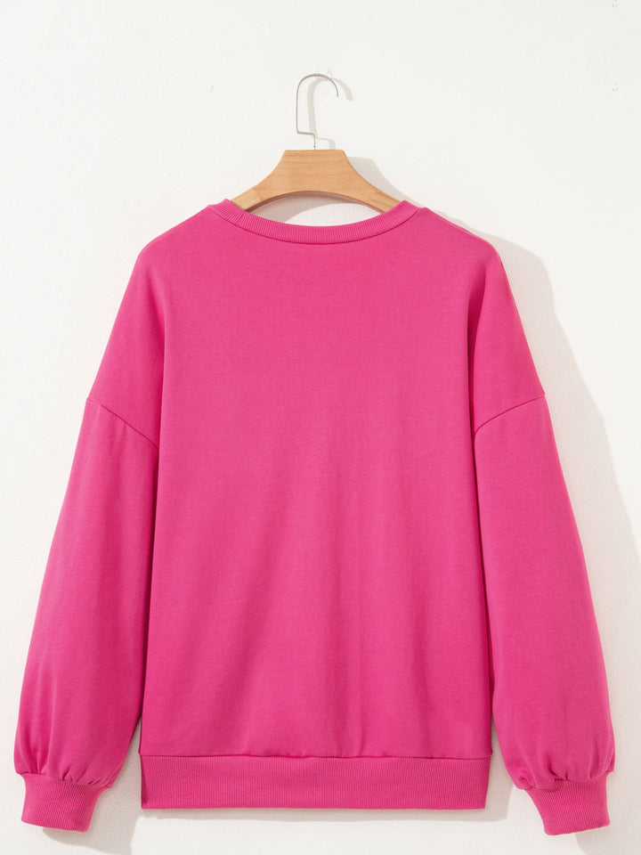 Embroidered lucky clover crewneck pullover sweatshirt