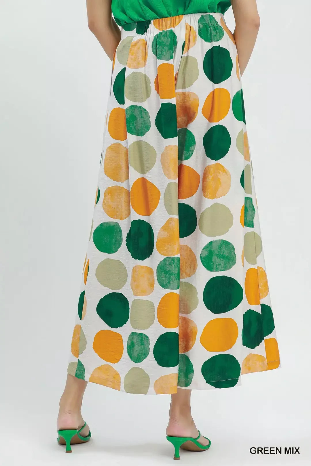 Oversized dot print wide leg pants with elastic waist