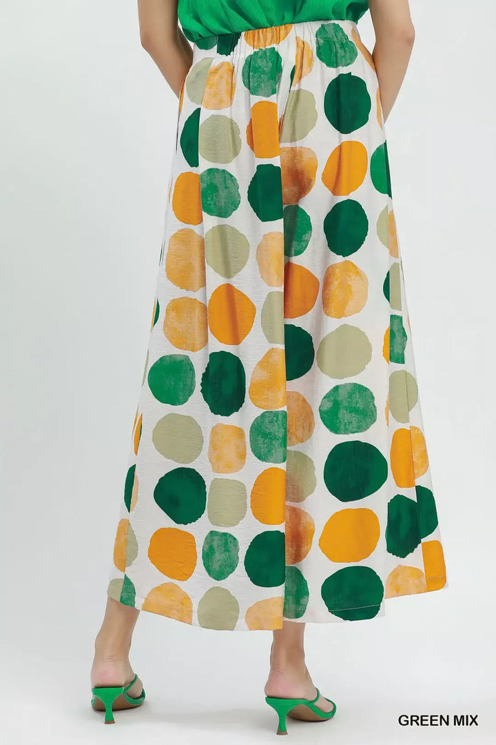 Oversized dot print wide leg pants with elastic waist
