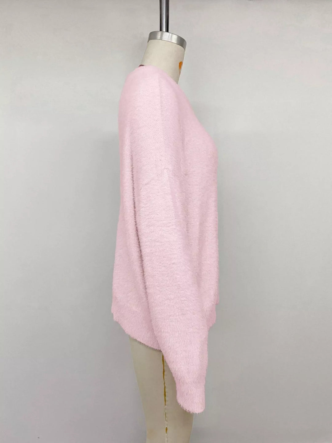 Fuzzy eyelash knit off-shoulder pullover sweater