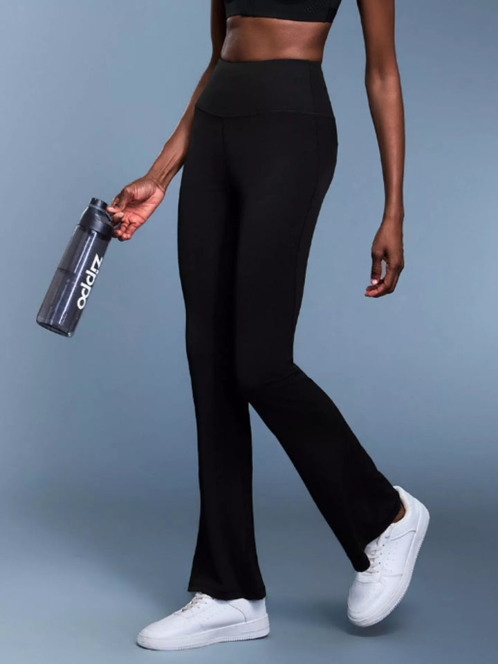 High-rise flare yoga pants with wide waistband