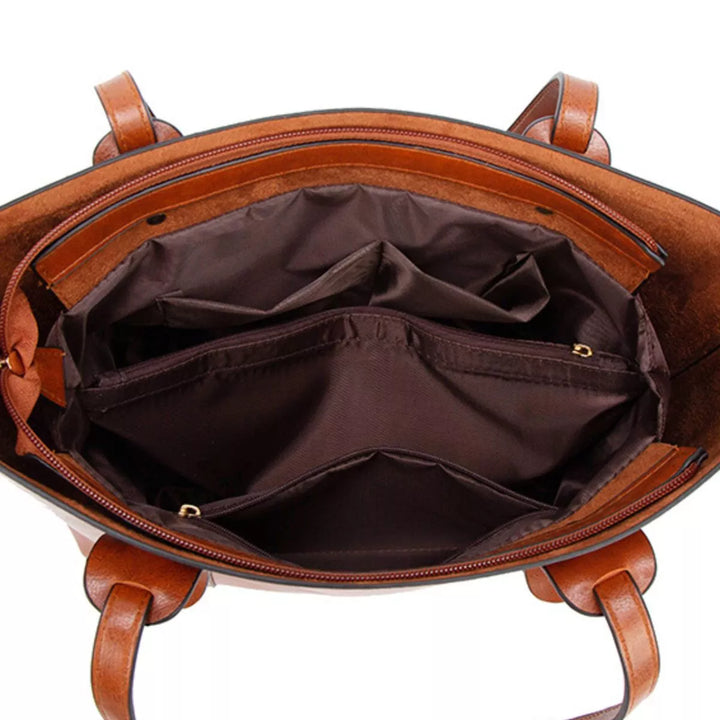 Buckle-strap faux leather shoulder tote bag