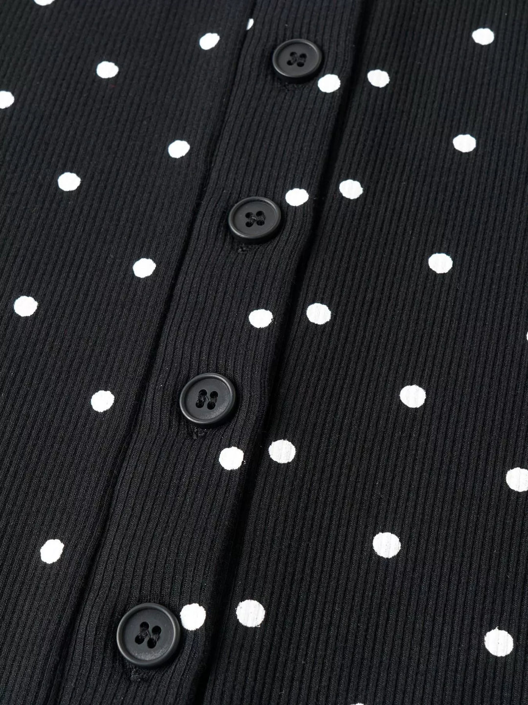 Polka dot ribbed knit button-down cardigan