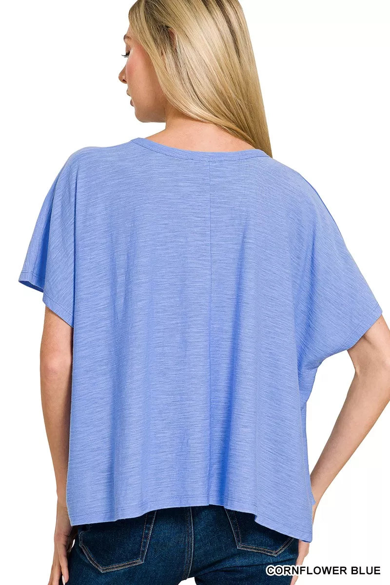 Relaxed drop-shoulder round neck short sleeve tee