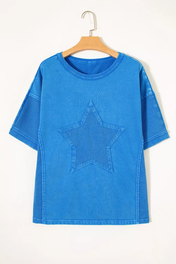 Mineral wash star patchwork oversized tee