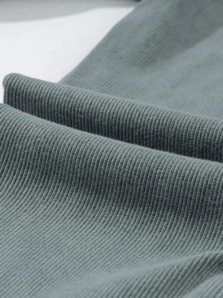 Ribbed cotton leggings with elastic waistband
