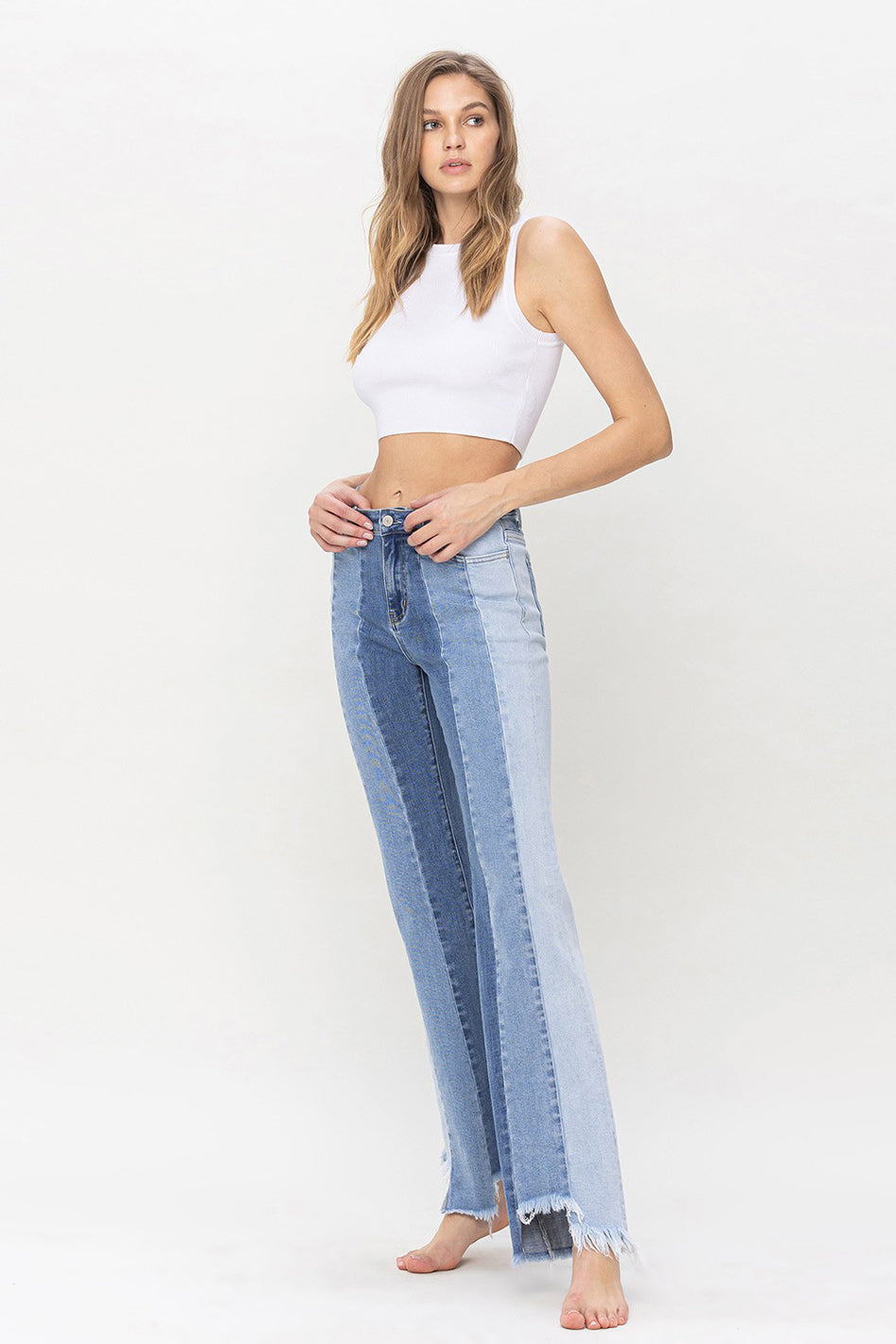 High Rise Relaxed Flare With Uneven Raw Hem - Azoroh